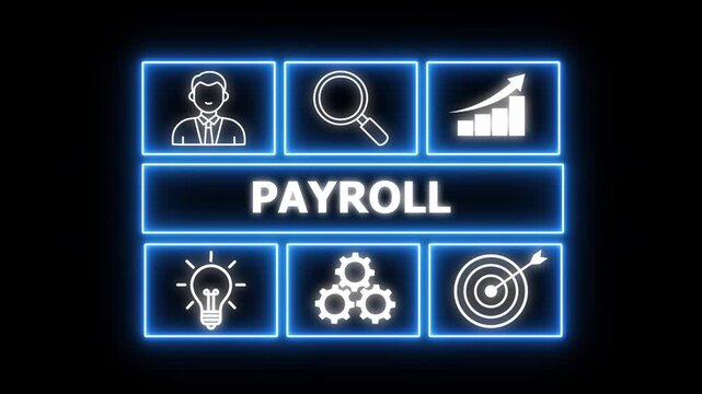 Payroll Business finance concept on virtual screen. Payroll is the process of calculating and distributing employees&rsquo; salaries, wages, bonuses,