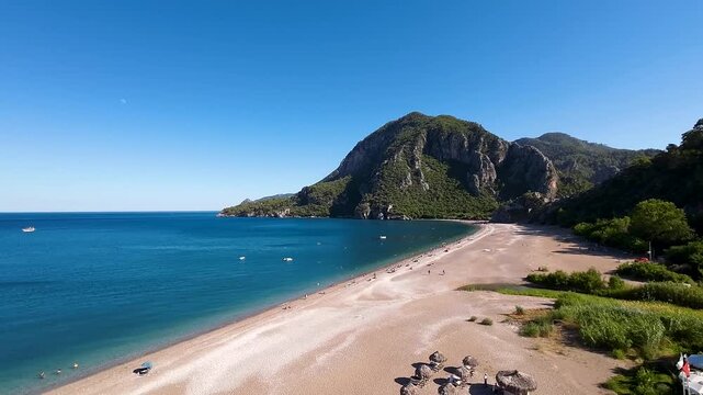 Drone footage of &Ccedil;ıralı and Olimpos Beach
