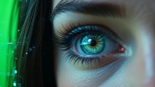 Futuristic eye display technology augmented reality vision data processing interface