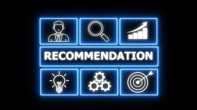 Business, Technology, Internet and network concept. The word Recommendation on the virtual screen. experience, or expertise to guide decisions, improve outcomes, or solve problems.