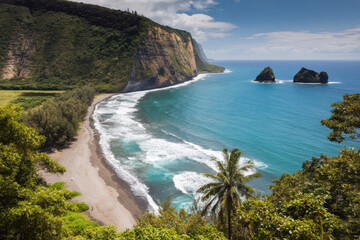 Fototapeta premium capture enchanting essence of hawaiis natural wonders where lush landscapes meet azure skies