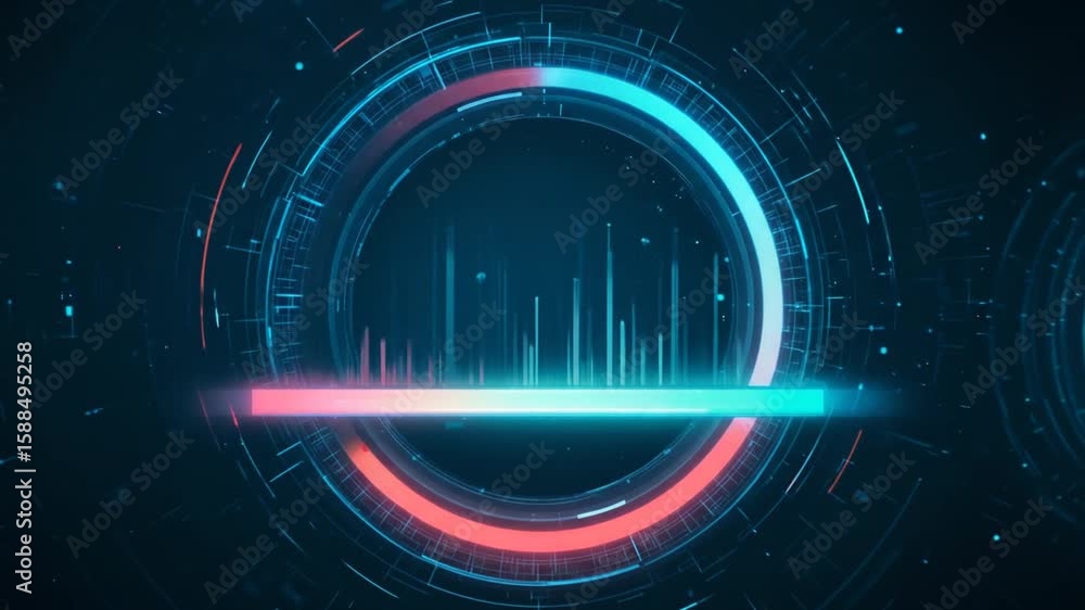 Poster futuristic hud interface elements with glowing graphics and digital bar data display