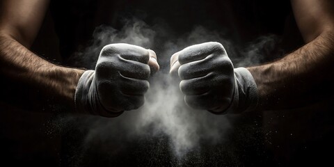Boxing hands wrapped fighter power sport strength workout gym