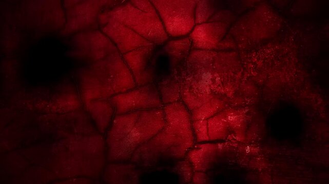 Abstract blood red surface with dark cracked holes. Suitable for horror or halloween themed designs