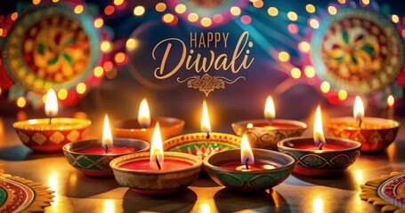 Diwali greeting with diwali candles - Powered by Adobe