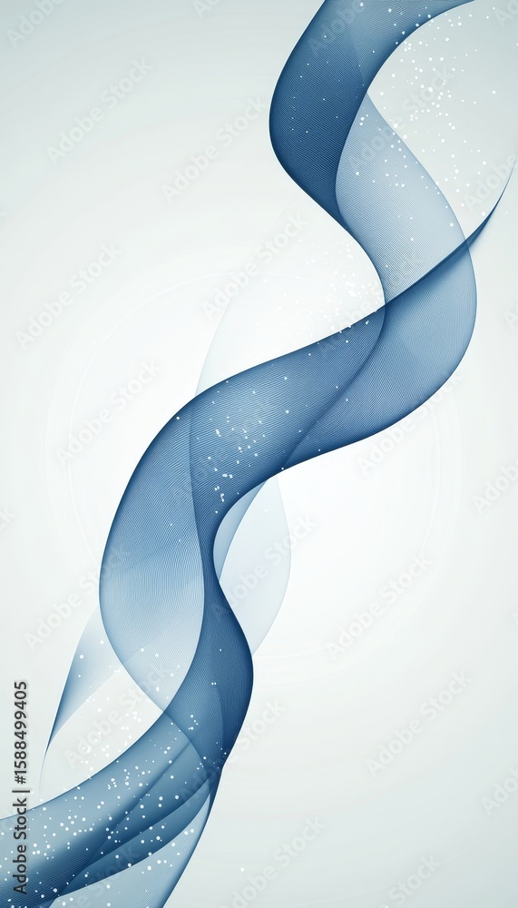 Poster abstract fluid wave in blue tones with gentle gradient background and smooth dynamic transition