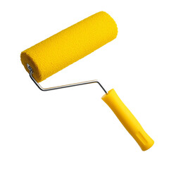 new yellow paint roller isolated on white background