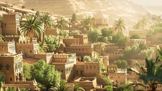 An ancient Arabic city with mud houses