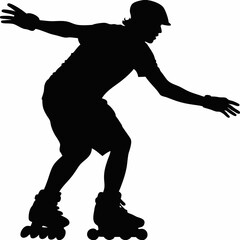 Silhouette of Rollerblader with Helmet &ndash; Fun and Balance on Wheels