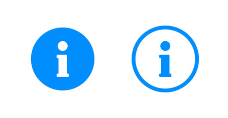 Two blue information icons in solid and outline style, vector illustration.