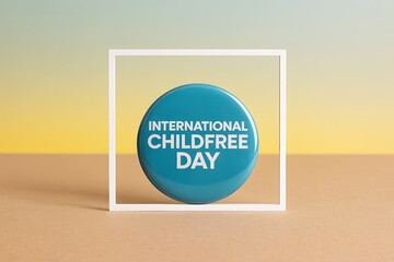 International Childfree Day button conveys celebratory awareness and inclusion in simple studio...