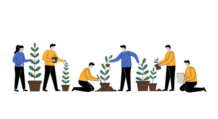 People Planting Trees Environmental Conservation.