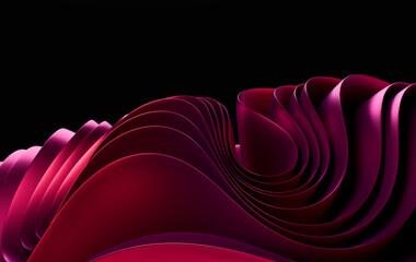 Luxurious Magenta and Fuchsia Layered Silk Fabric Texture with Organic Flowing Forms and Elegant Undulating Patterns