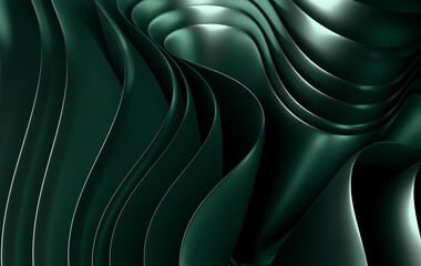 Luxury Jade Green Abstract Sculpture with Polished Chrome Effect and Elegant Undulating Forms Against Dark Backdrop
