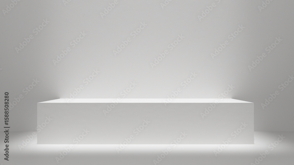 Poster white empty geometric shapes display with professional light and shadows studio template background 