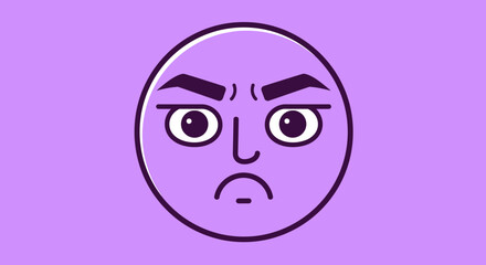 Fototapeta premium Angry Face Cartoon Illustration on Purple.