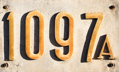 Close-up of the house number 