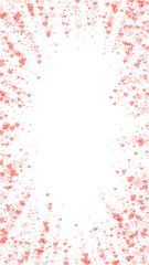 Red hearts scattered on white background.