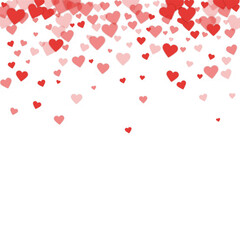 Red hearts scattered on white background.