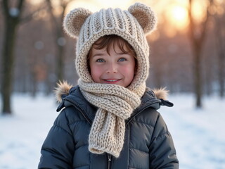 Winter Wonderland: Adorable Child in Bear Hat