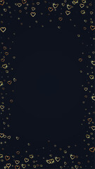 Gold hearts scattered on black background.