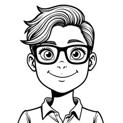 Person with glasses smiling – Happy expression, character illustration