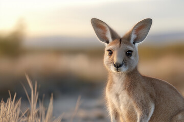 Fototapeta premium Kangaroo in Australian Wildlife: Nature, Marsupial, and Bushland Adventure