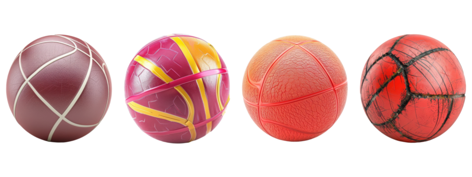 Four colorful decorative balls with transparent background