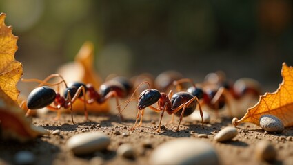 Ants working together