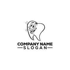Happy Cartoon Tooth Mascot Logo Design