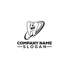 Happy Cartoon Tooth Mascot Logo Design