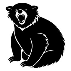 Aggressive Bear Silhouette Roaring