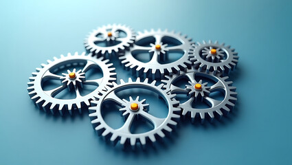Interconnected Cogwheels Teamwork Concept