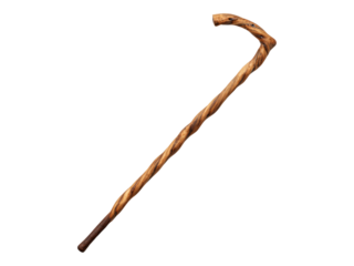 Isolated Transparent Wooden Walking Stick on Background