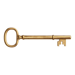 Isolated Transparent Gold Key on Dark Background