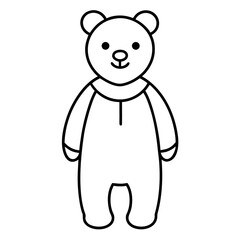 Fototapeta premium Cute bear wearing onesie with soft expression Line Art Vector illustration
