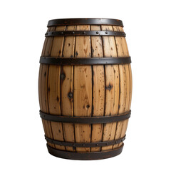 Obraz premium Rustic Wooden Barrel with Metal Bands, Ideal for Vintage Decor