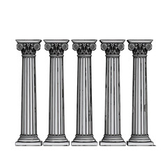 Obraz premium Classic Greek Columns in a Row Against a Transparent background