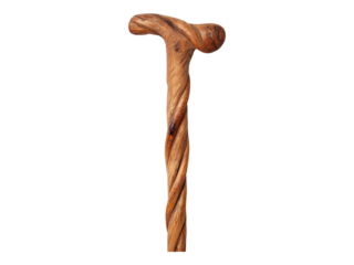 Isolated Transparent Wooden Cane on White Background