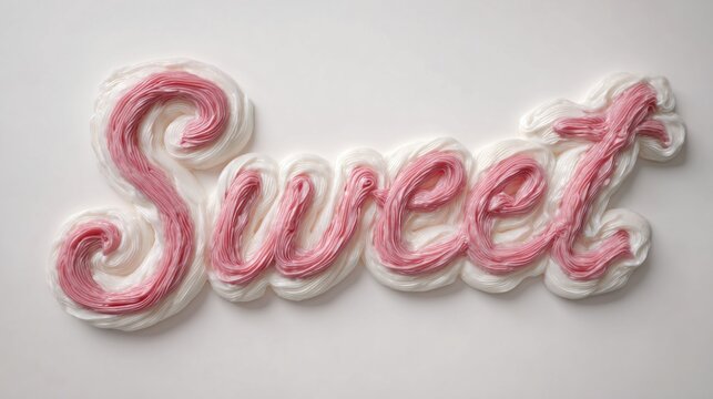 Sweet cursive text, pink and white icing