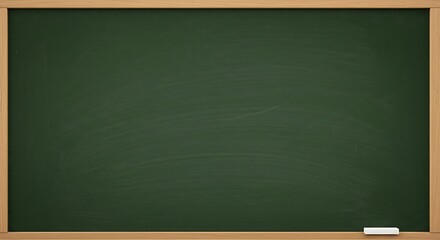 Blank green or black school chalkboard with chalk, ready for your education message in a classroom setting