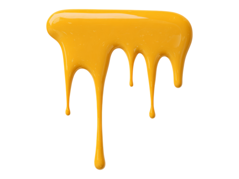 Yellow Paint Dripping with Isolated Transparent Background