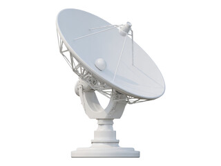 Isolated White Satellite Dish on Transparent Background