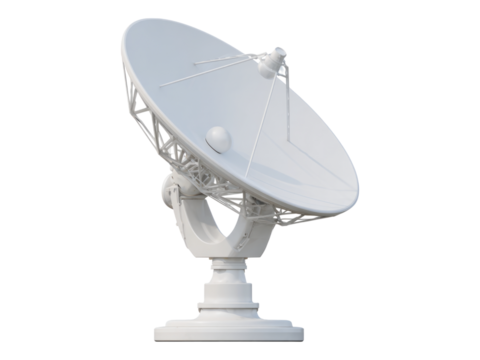 Isolated White Satellite Dish on Transparent Background