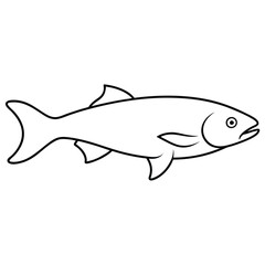 Obraz premium Salmon fish one line art Vector, isolated white background
