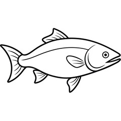 Fototapeta premium Salmon fish one line art Vector, isolated white background