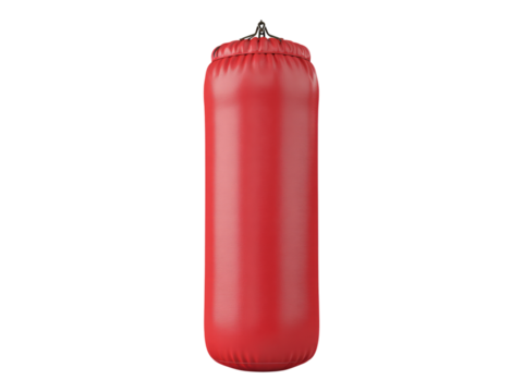 Isolated Red Punching Bag on Transparent Background
