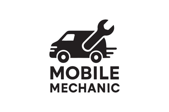 Modern mobile Mechanic repair Company Logo silhouette on white background.01