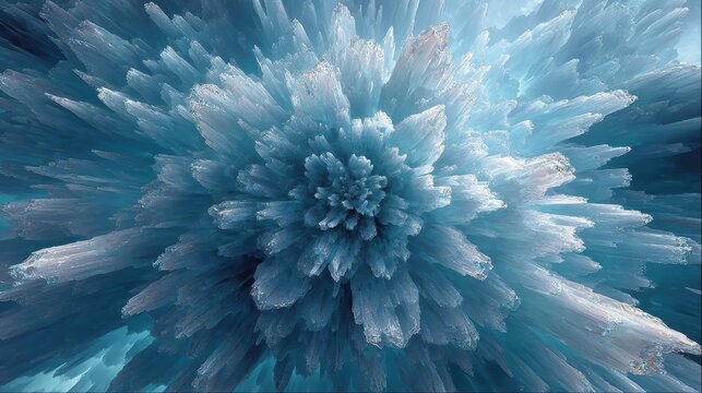 Abstract Blue Crystal Flower Explosion Digital Art