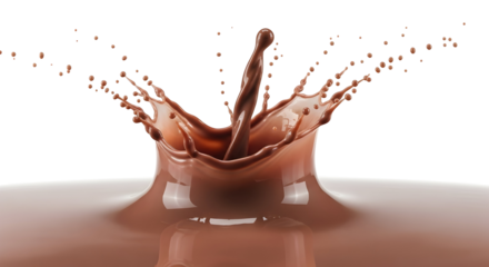 Broad Chocolate Liquid Splash Forming a Wide Crown on a Black Surface